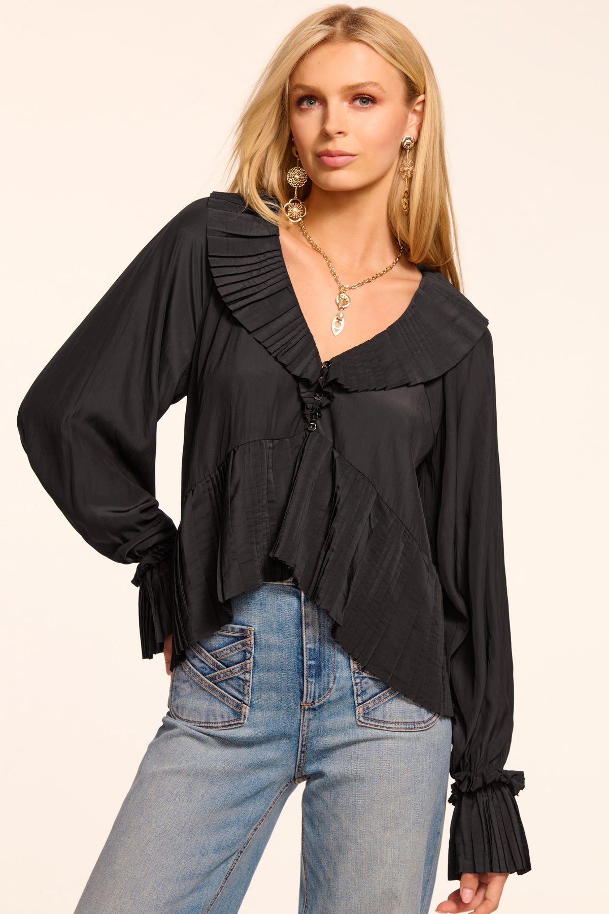 Jacklyn V-Neck Long Sleeve Blouse view 1