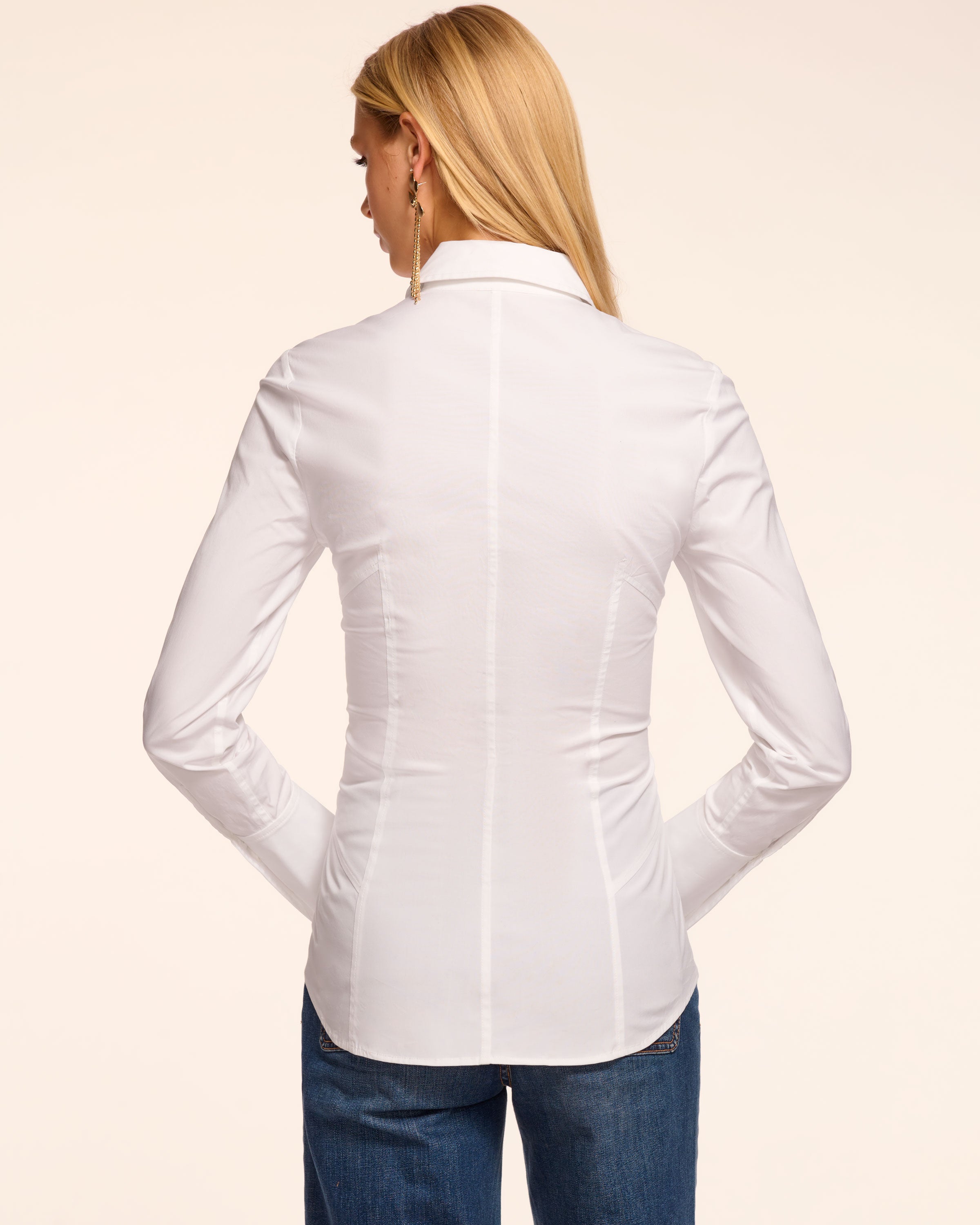Steph Cotton Poplin Button Down Top in white | Ramy Brook