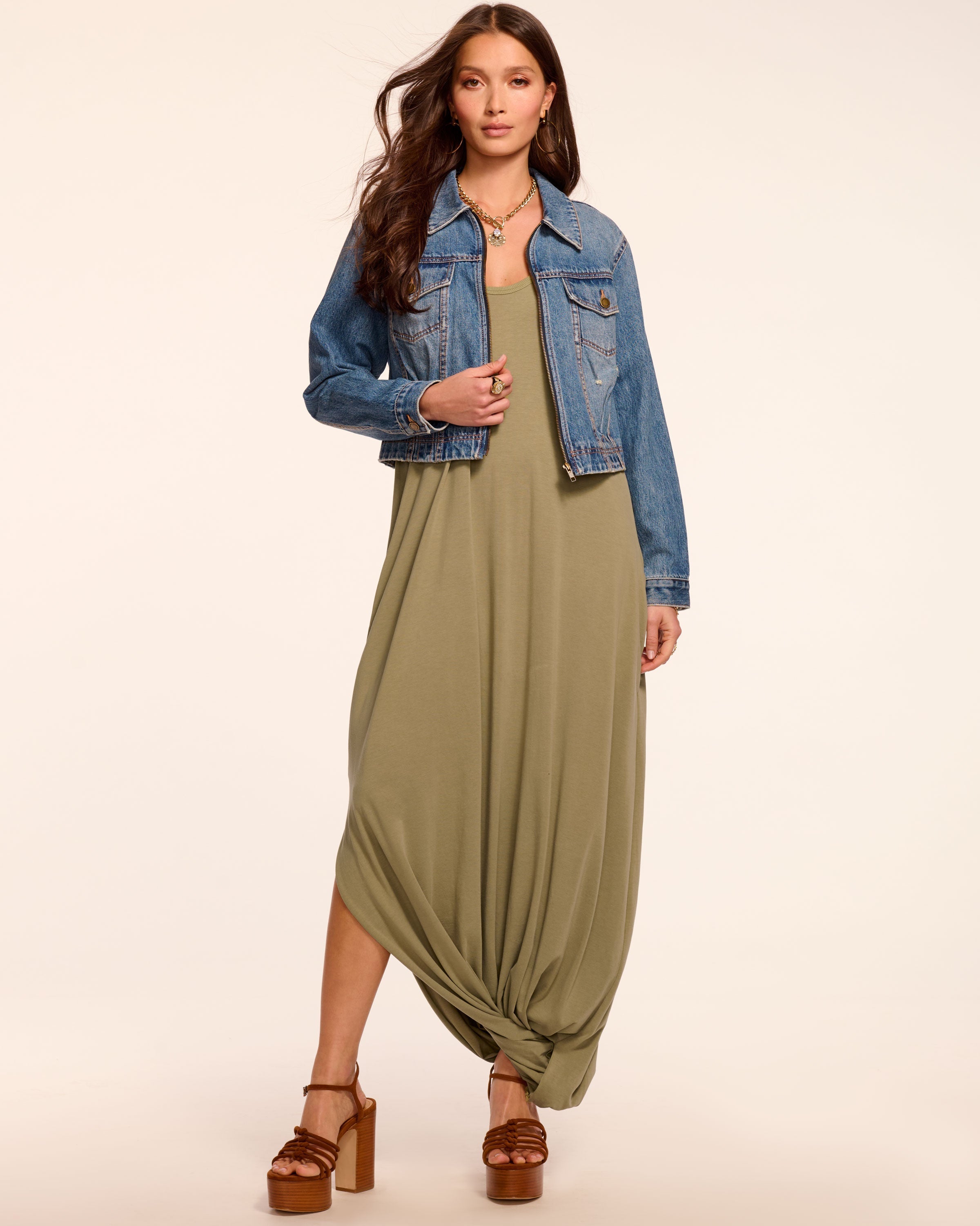 Ellison Knit Scoop Neck Midi Dress in safari | Ramy Brook