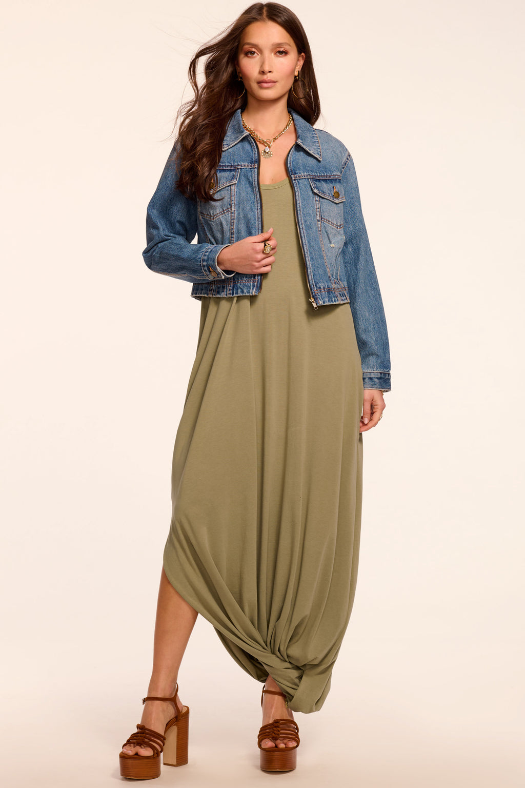 ellison knit dress Scoop Neck Midi in safari Maxi dress