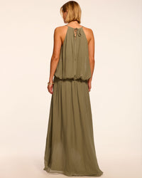 Ramy Brook Ambar Draped V-neck Maxi Dress in Safari