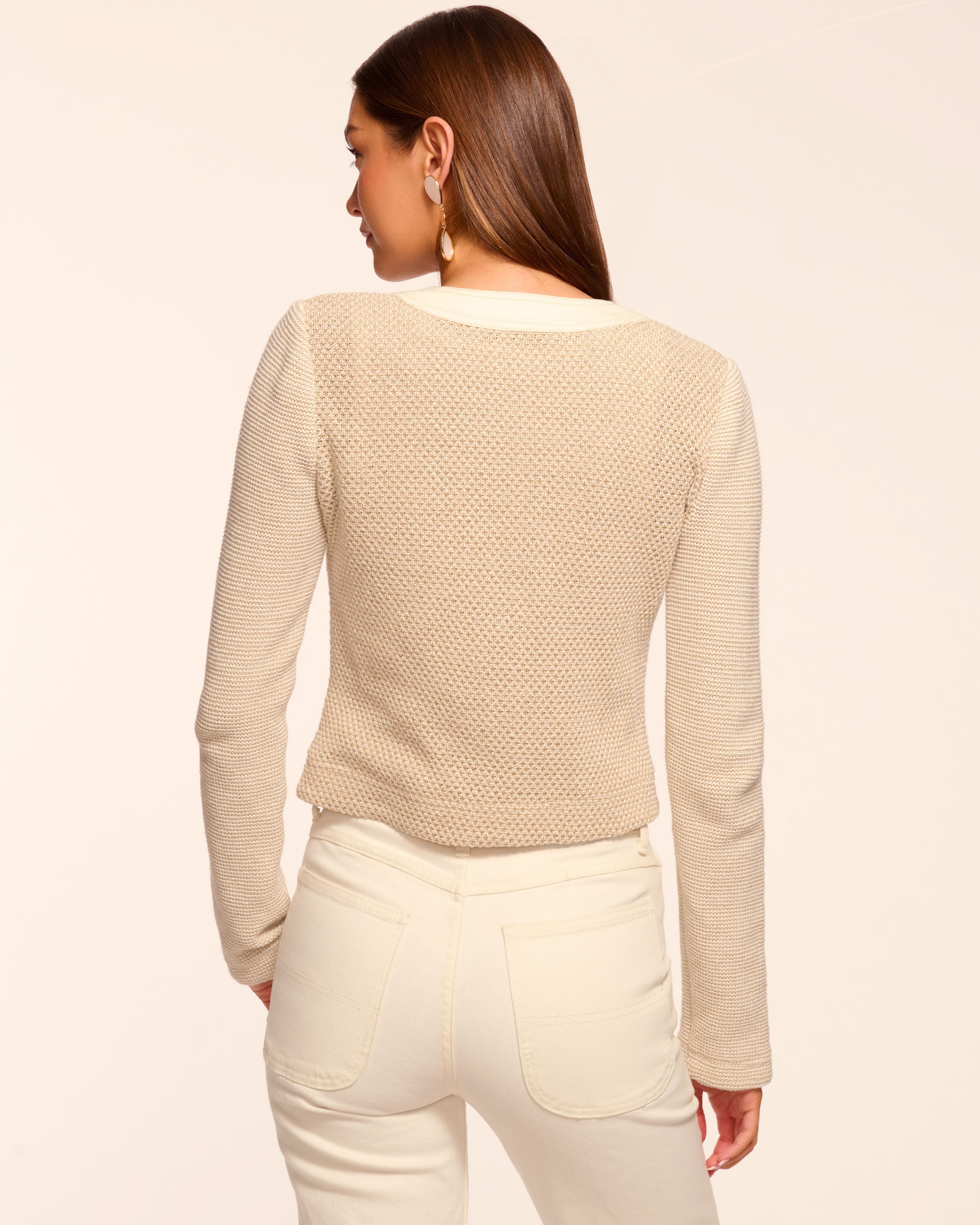 Huda Cotton Lurex Tweed Jacket in sandstone tweed | Ramy Brook