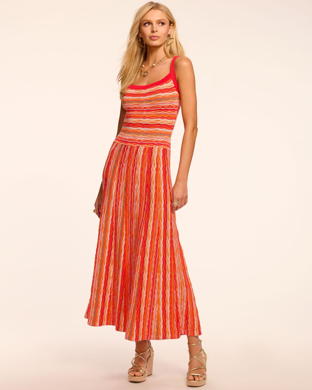 Madelyne Knit Sleeveless Maxi Dress in crimson stripe | Ramy Brook Madelyne Knit Sleeveless Maxi Dress in crimson stripe | Ramy Brook