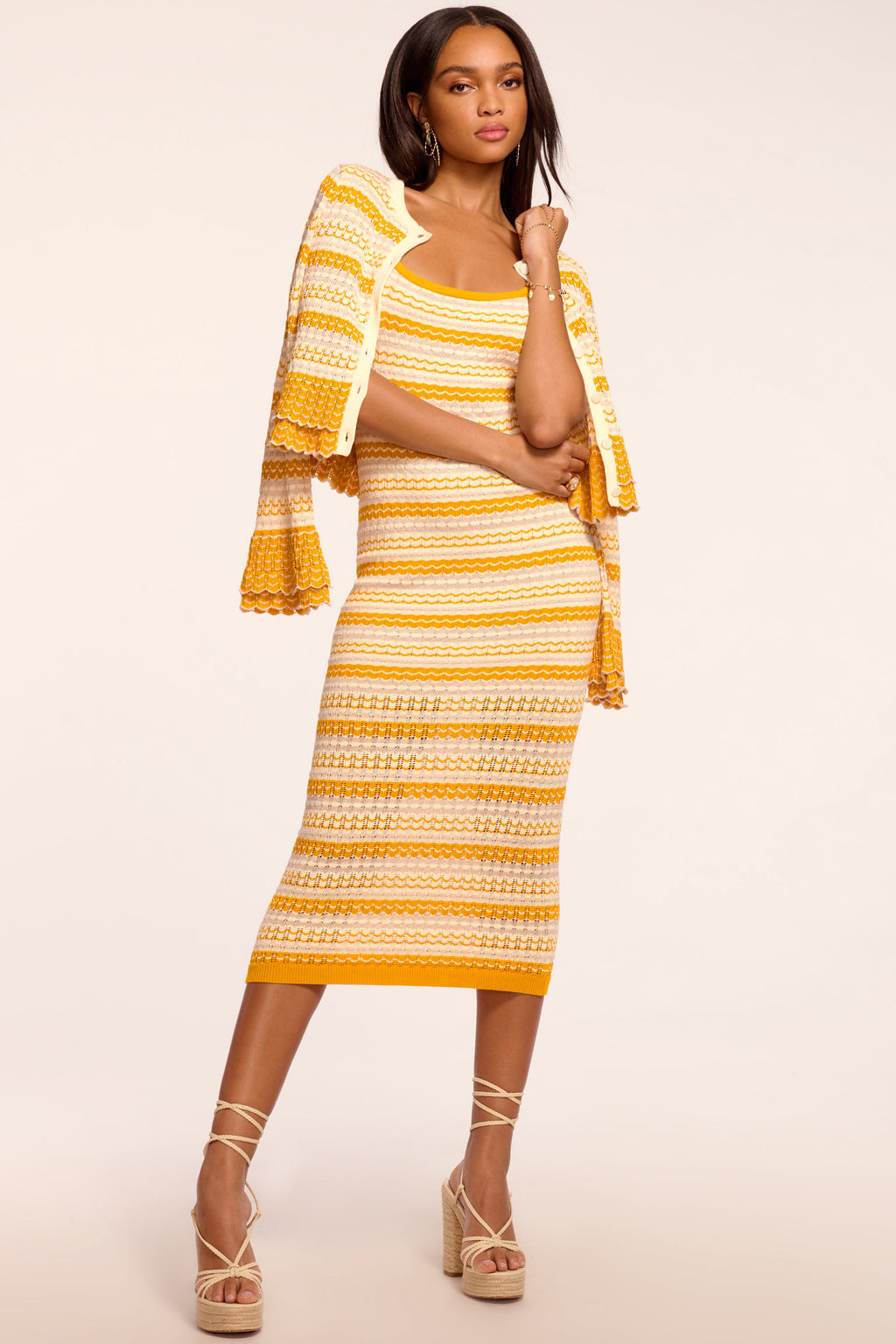 striped knit sleeveless dress Marigold Stripe Midi Dress set