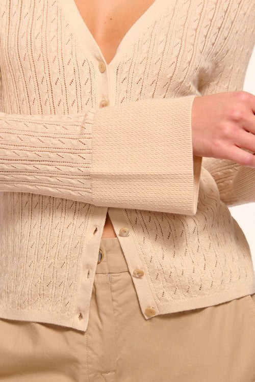 Cathy Pointelle Silk Cashmere Cardigan Sweater view 2