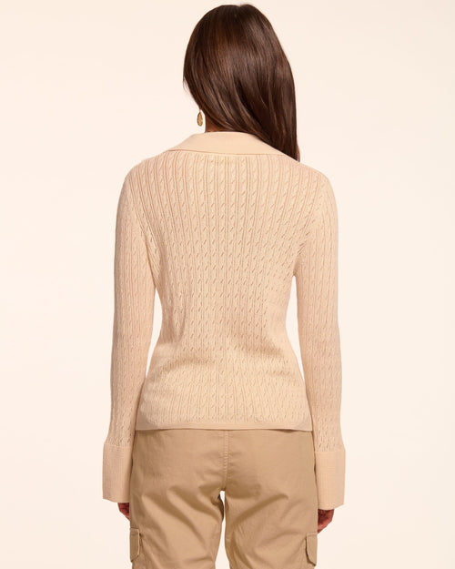 Cathy Pointelle Silk Cashmere Cardigan Sweater view 3