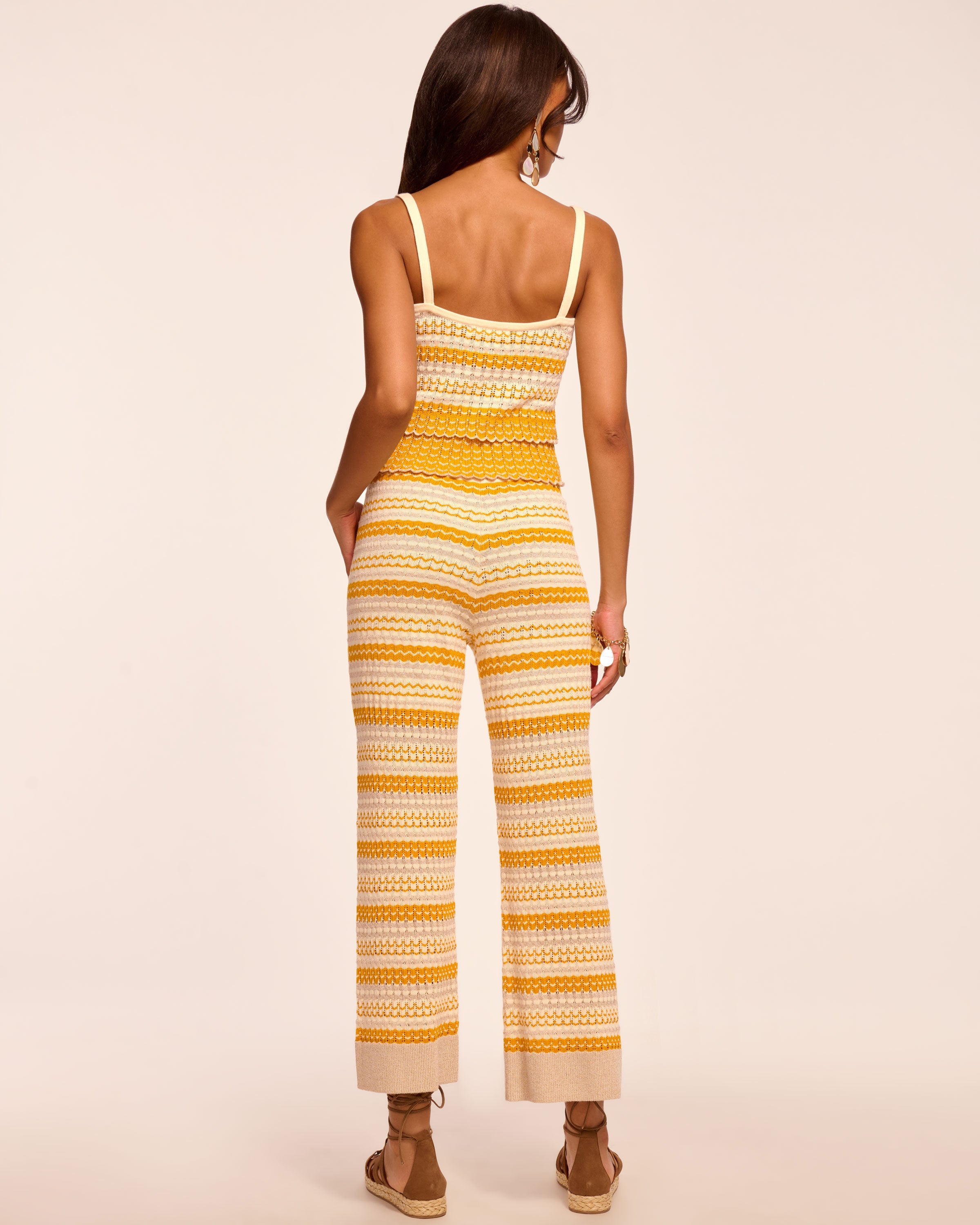 Cher Knit Cropped Pant in marigold stripe | Ramy Brook