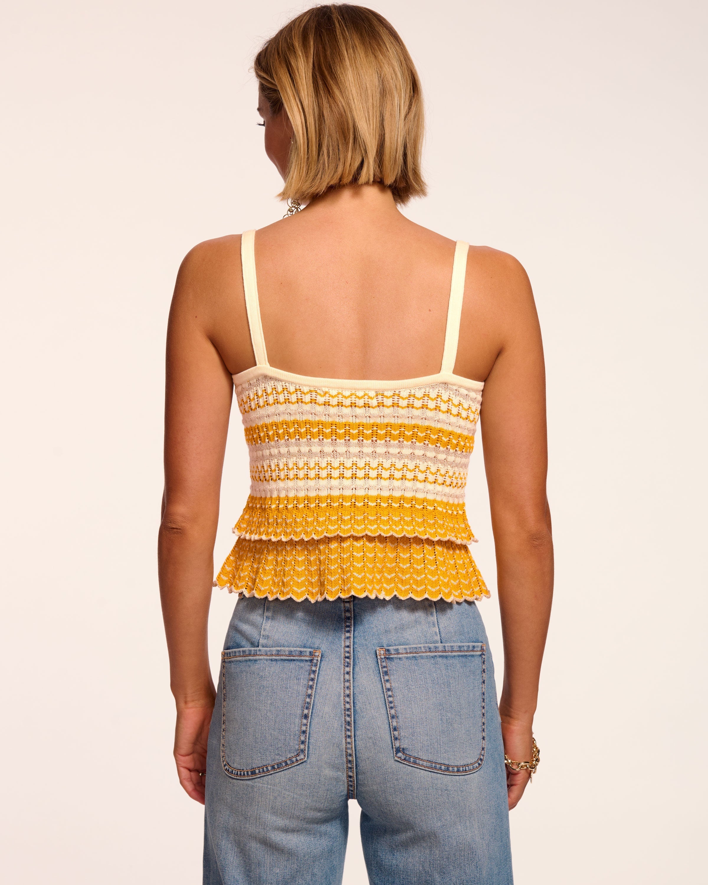 Alina Knit Sleeveless Top in marigold stripe | Ramy Brook