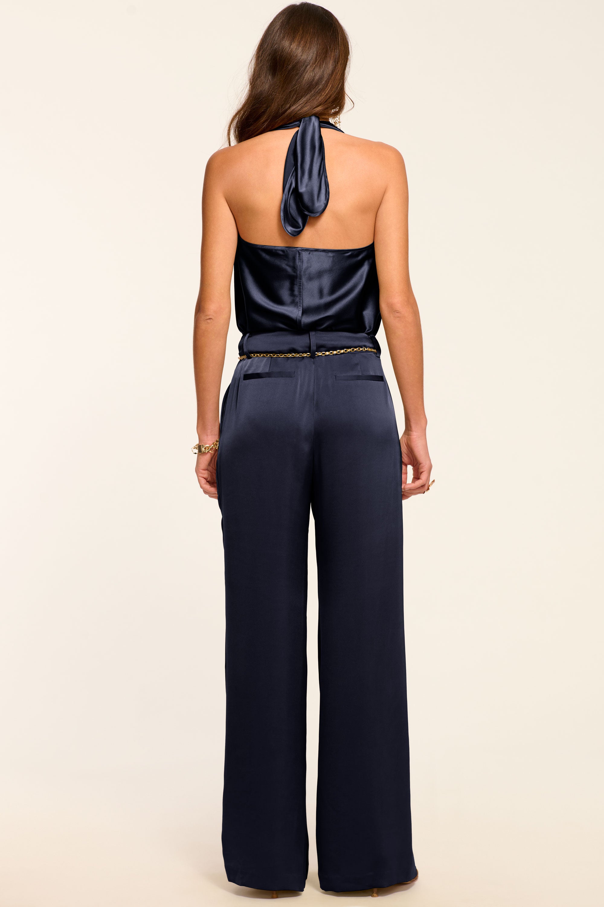 B. PRIMROSE PANTS ネイビー Oscar Pleated Wide Leg Pant in navy | Ramy Brook