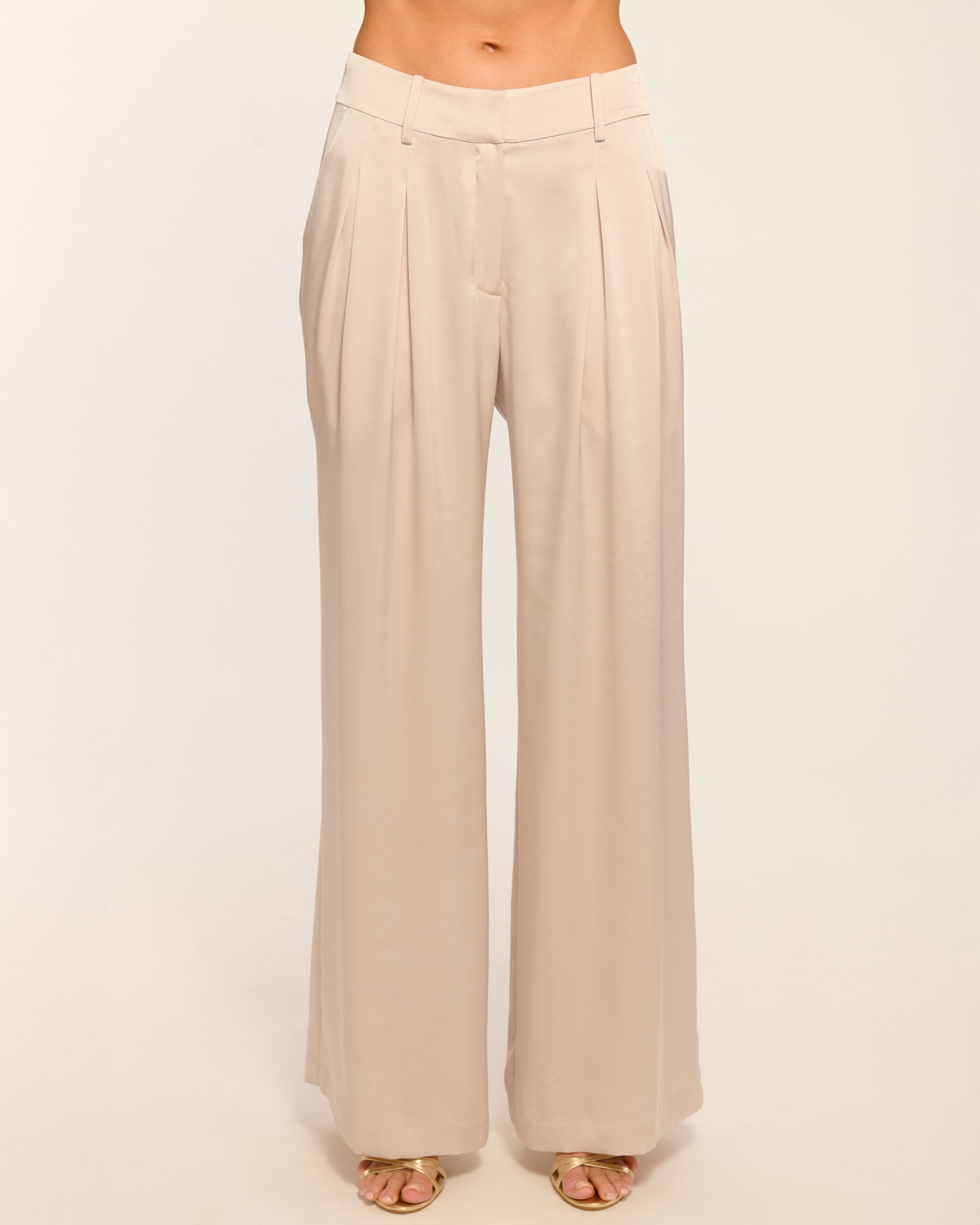 Oscar Pleated Wide Leg Pant in sandstone | Ramy Brook