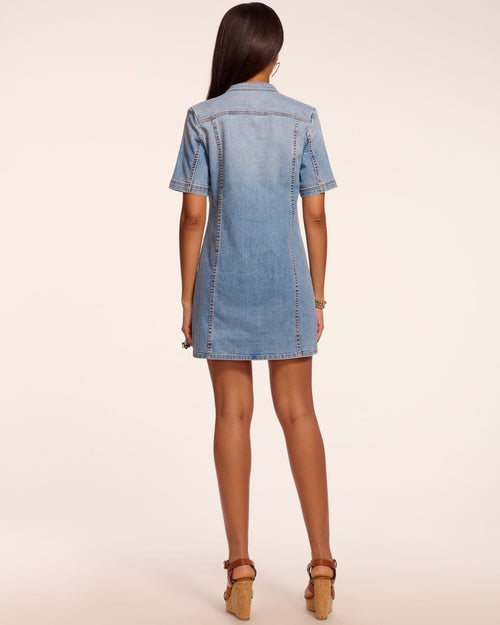 Skylar Short Sleeve Braided Denim Dress view 4