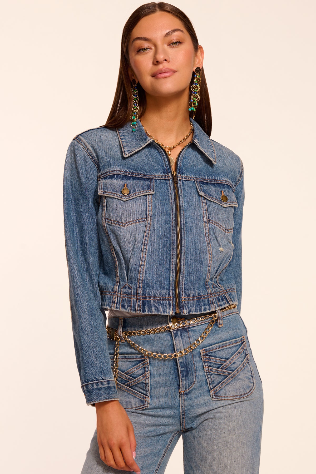 Jannah Distressed Denim Jacket view 1