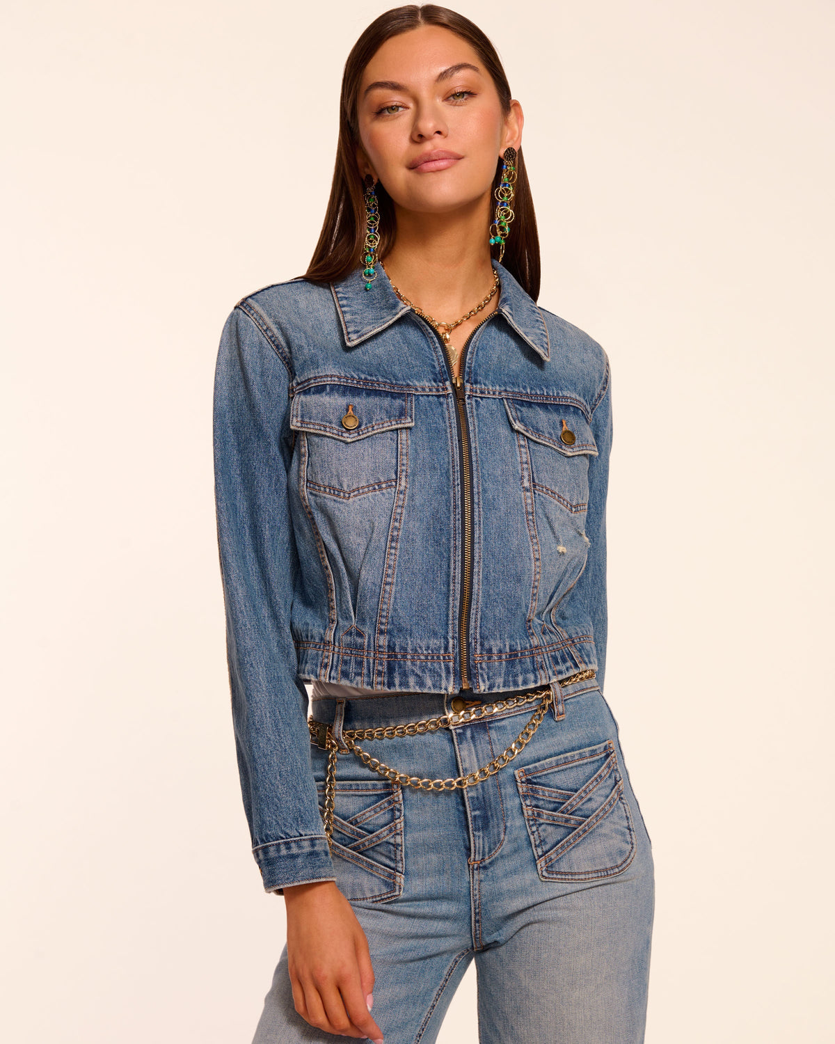 Jannah Distressed Denim Jacket view 1