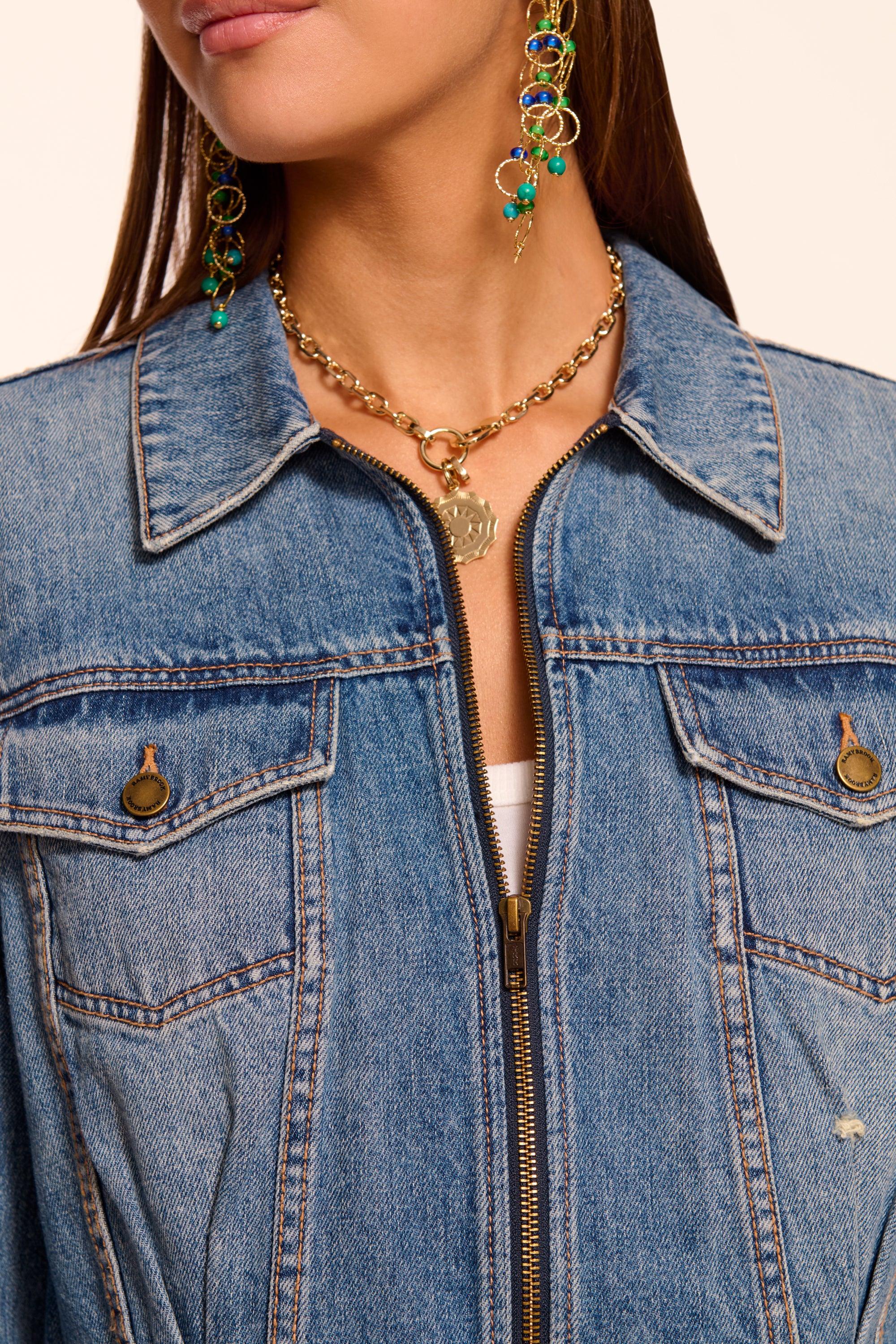 Jannah Distressed Denim Jacket | Ramy Brook