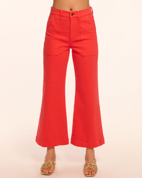 Clifford Cropped Wide Leg Jean in crimson | Ramy Brook