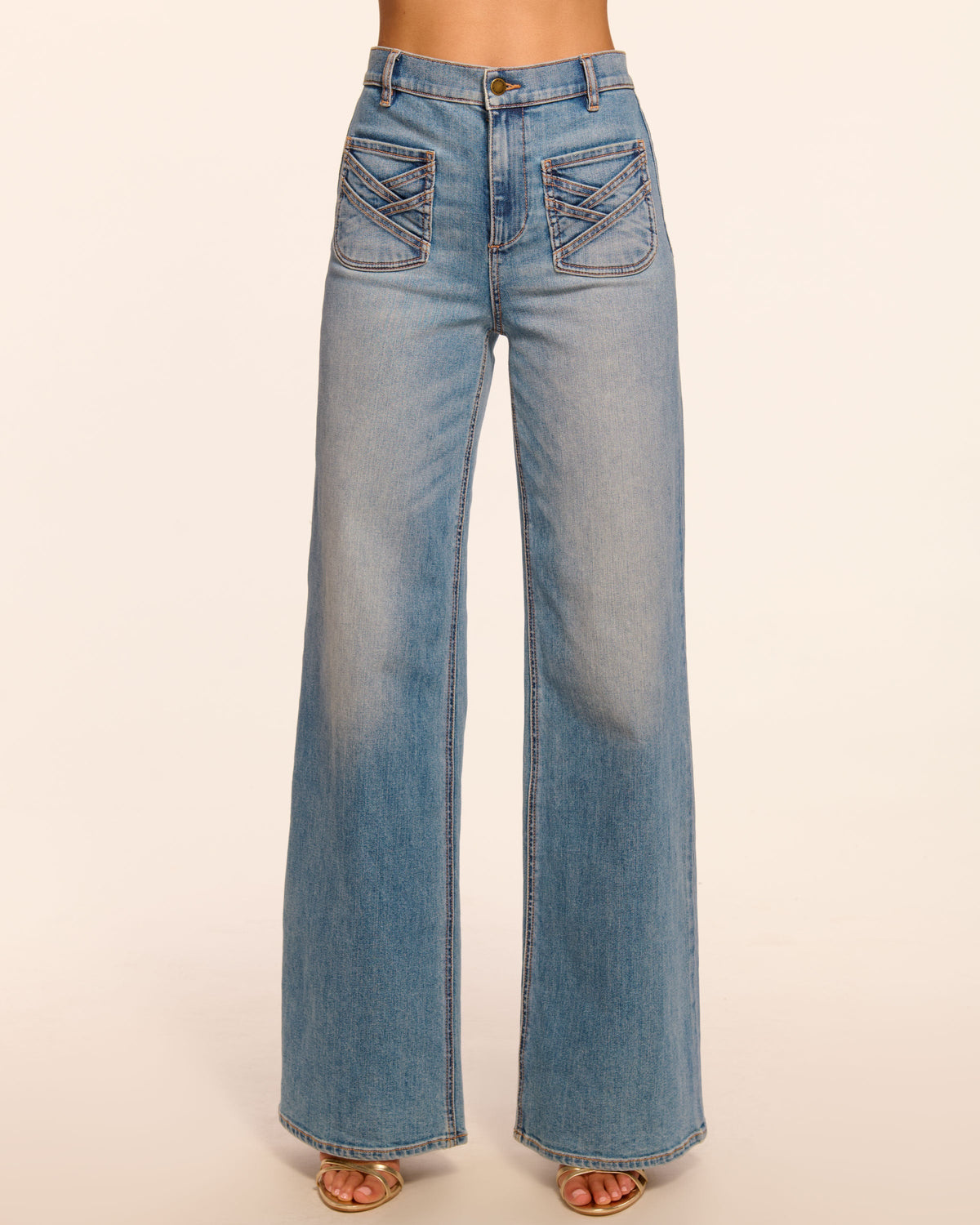 Heidi High-Rise Wide Leg Braided Jean in light wash | Ramy Brook