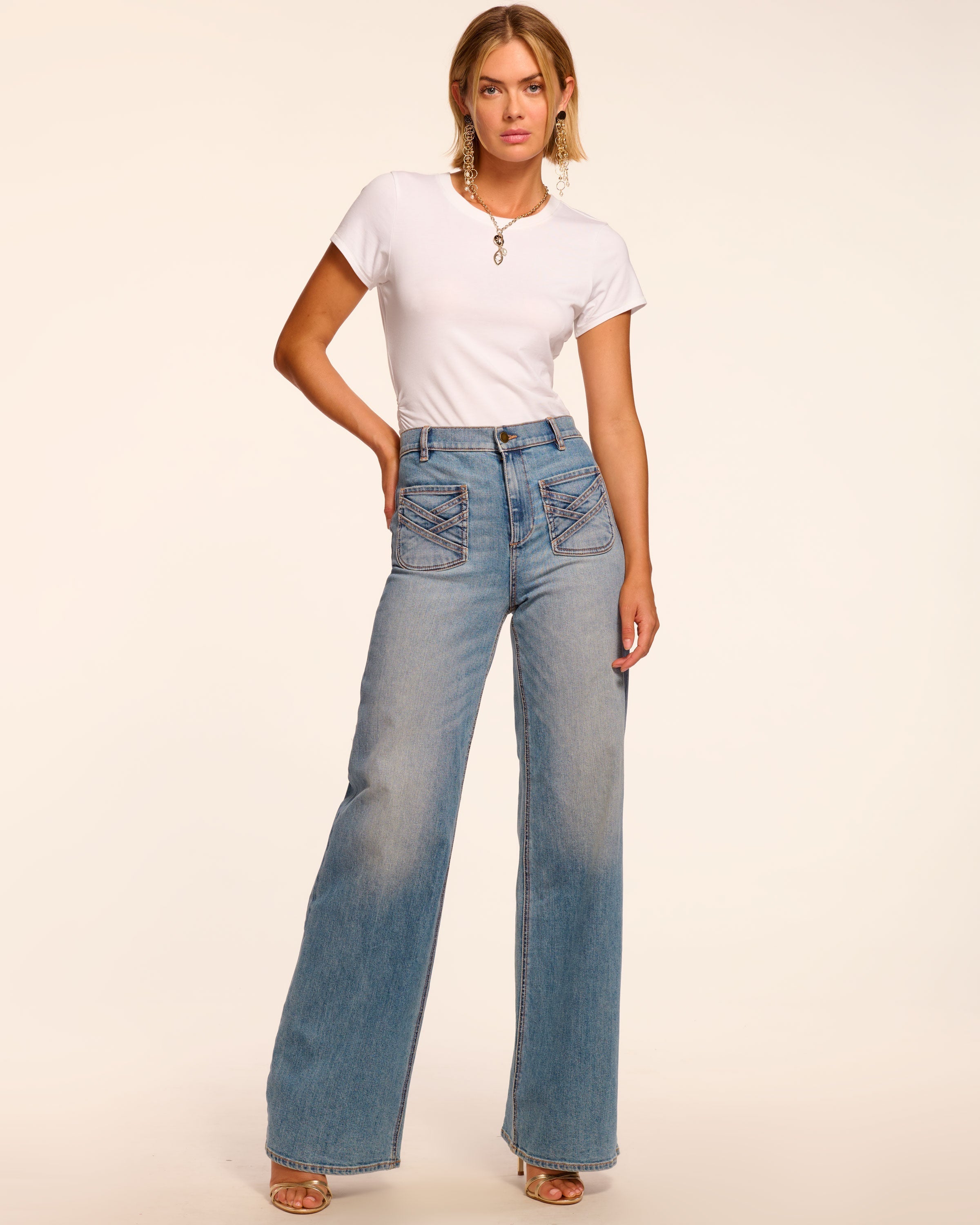Heidi High-Rise Wide Leg Braided Jean in light wash | Ramy Brook