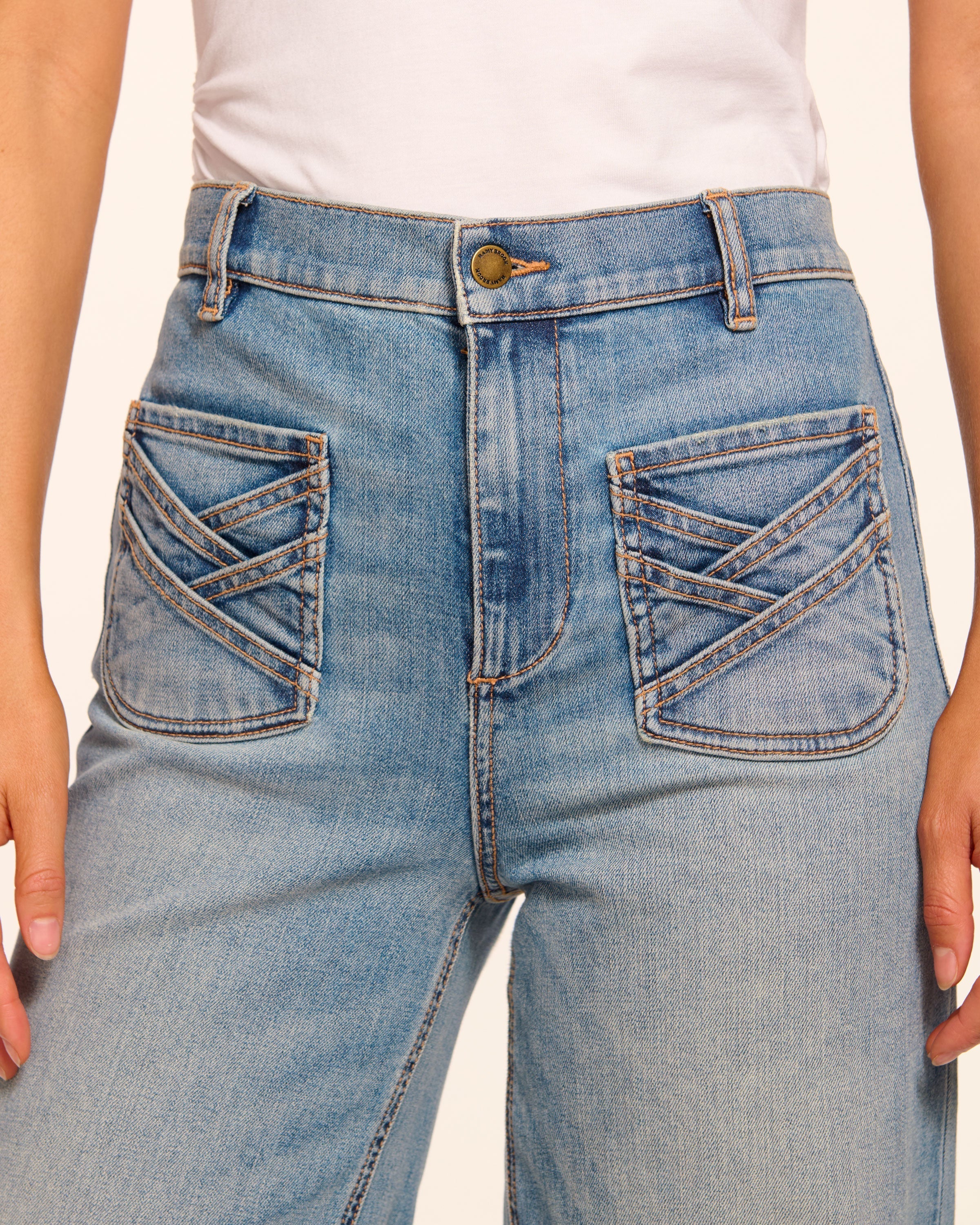 Heidi High-Rise Wide Leg Braided Jean in light wash | Ramy Brook