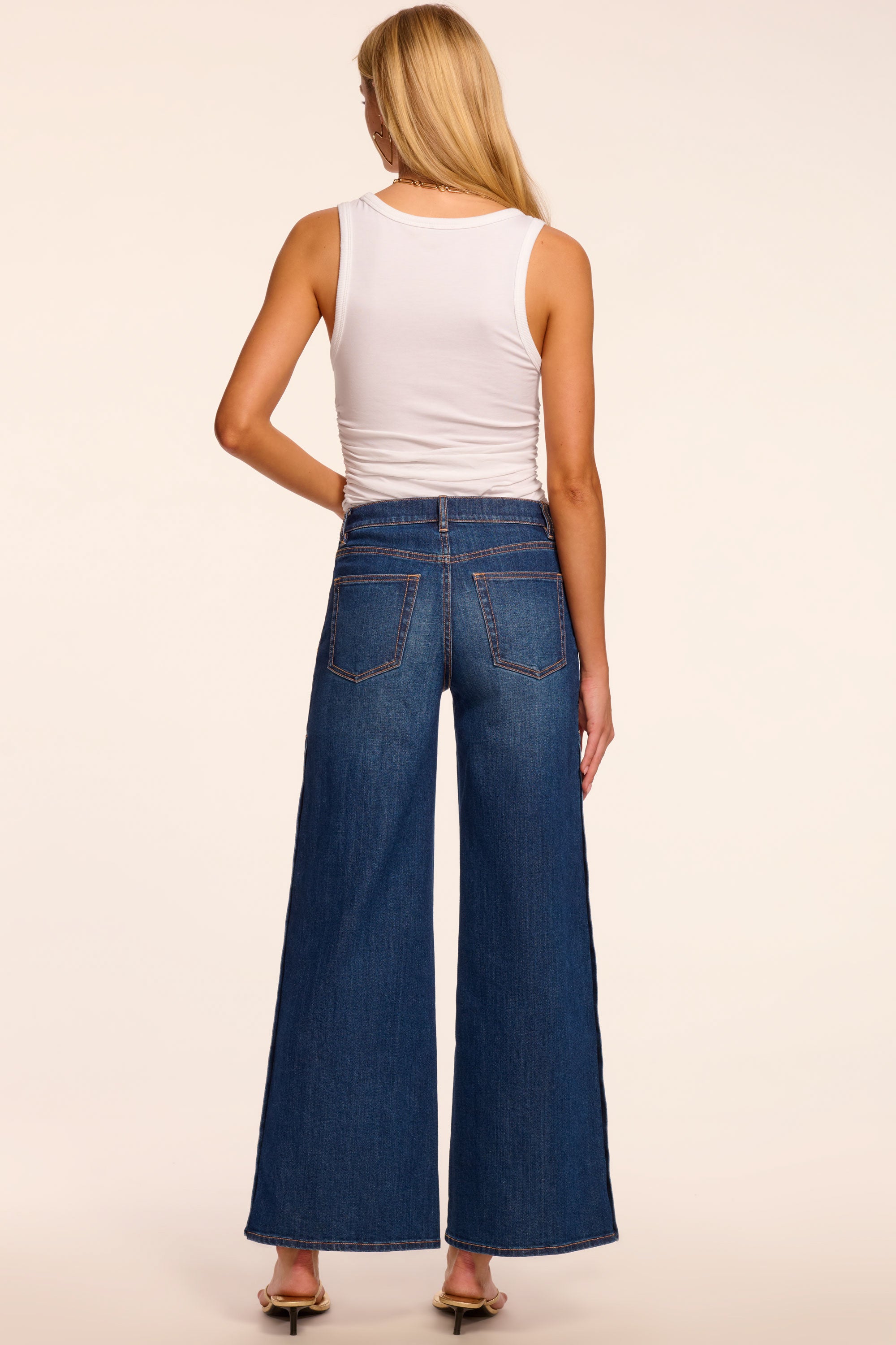 Evelina High-Rise Wide Leg Jean in medium wash | Ramy Brook