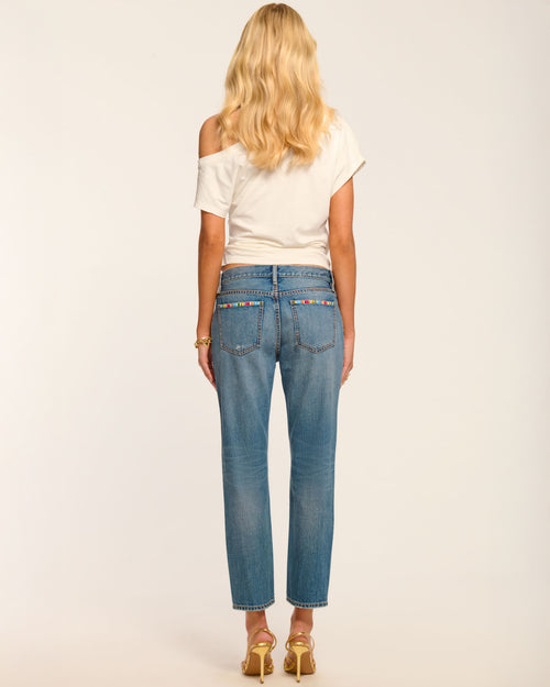 Milla Stitched Low-Rise Tapered Jean view 4