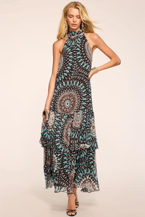 River Printed Silk Maxi Dress view 1