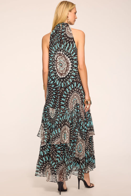 River Printed Silk Maxi Dress view 4