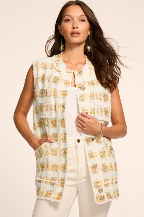 Violet Lurex Tweed Vest view 1