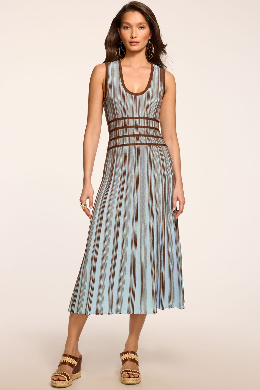 Arlette Striped Knit Midi Dress in sepia combo | Ramy Brook Arlette Striped Knit Midi Dress in sepia combo | Ramy Brook