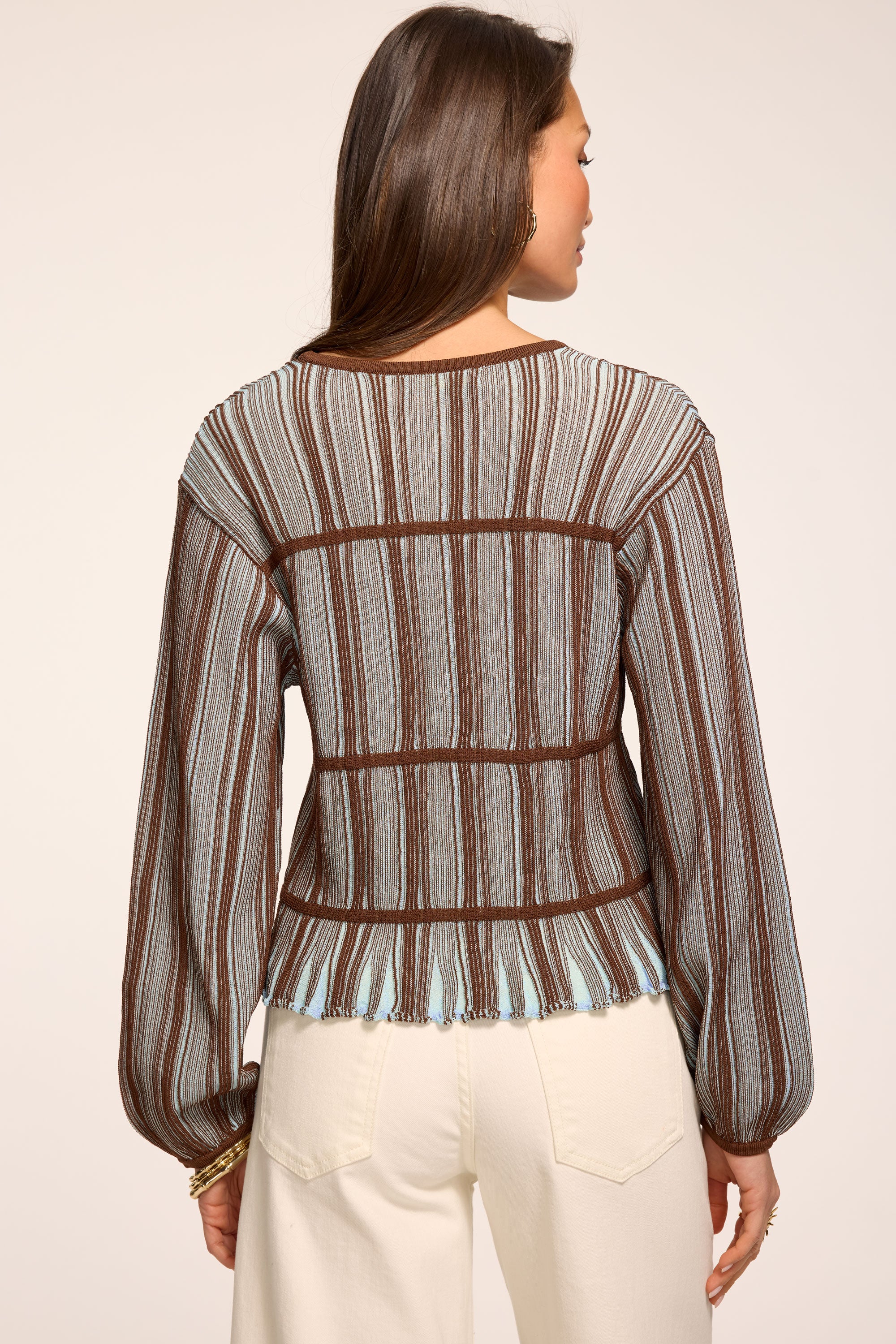 Ashlyne Striped Knit Sweater in sepia combo | Ramy Brook