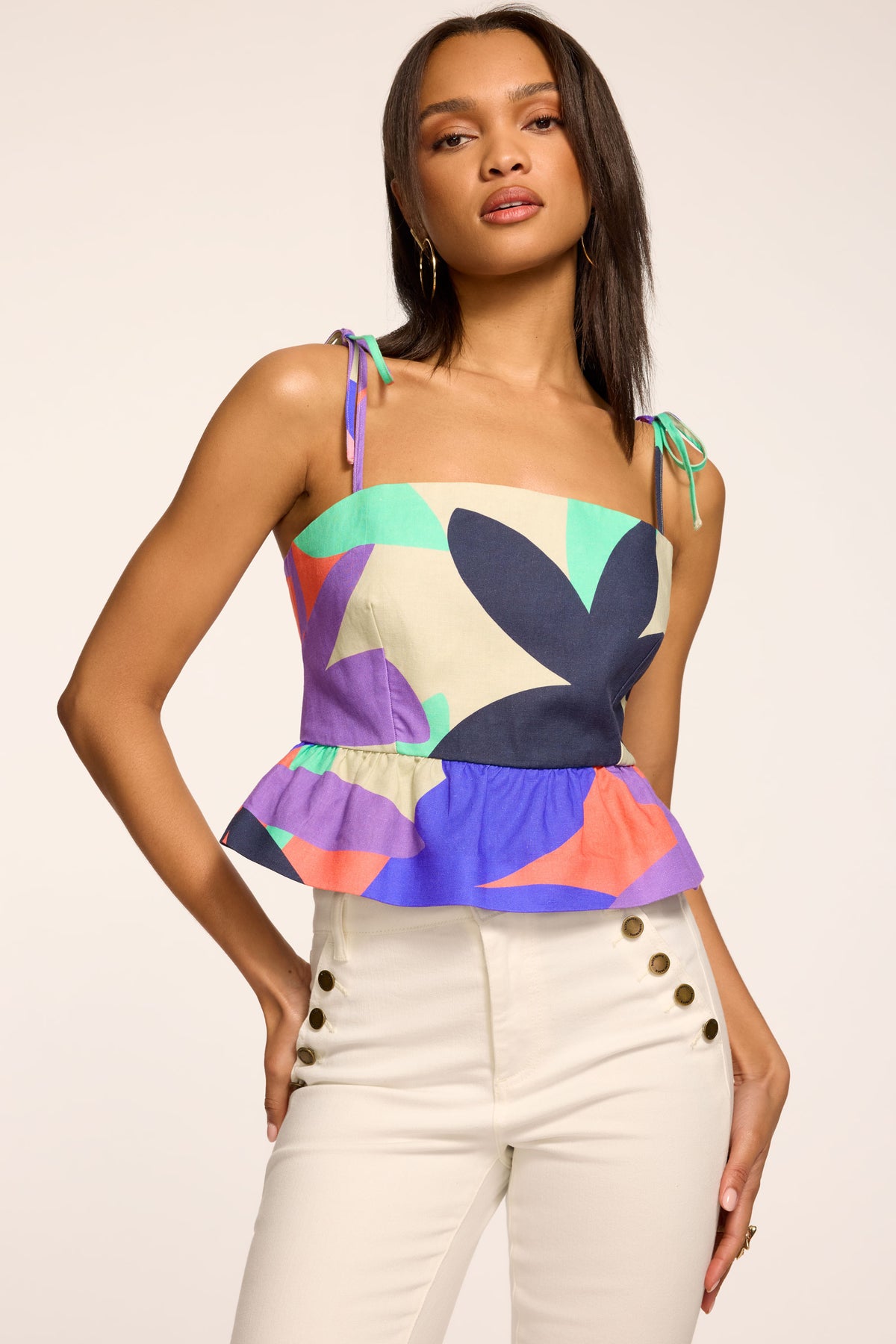 Elisa Printed Linen Tank Top view 1