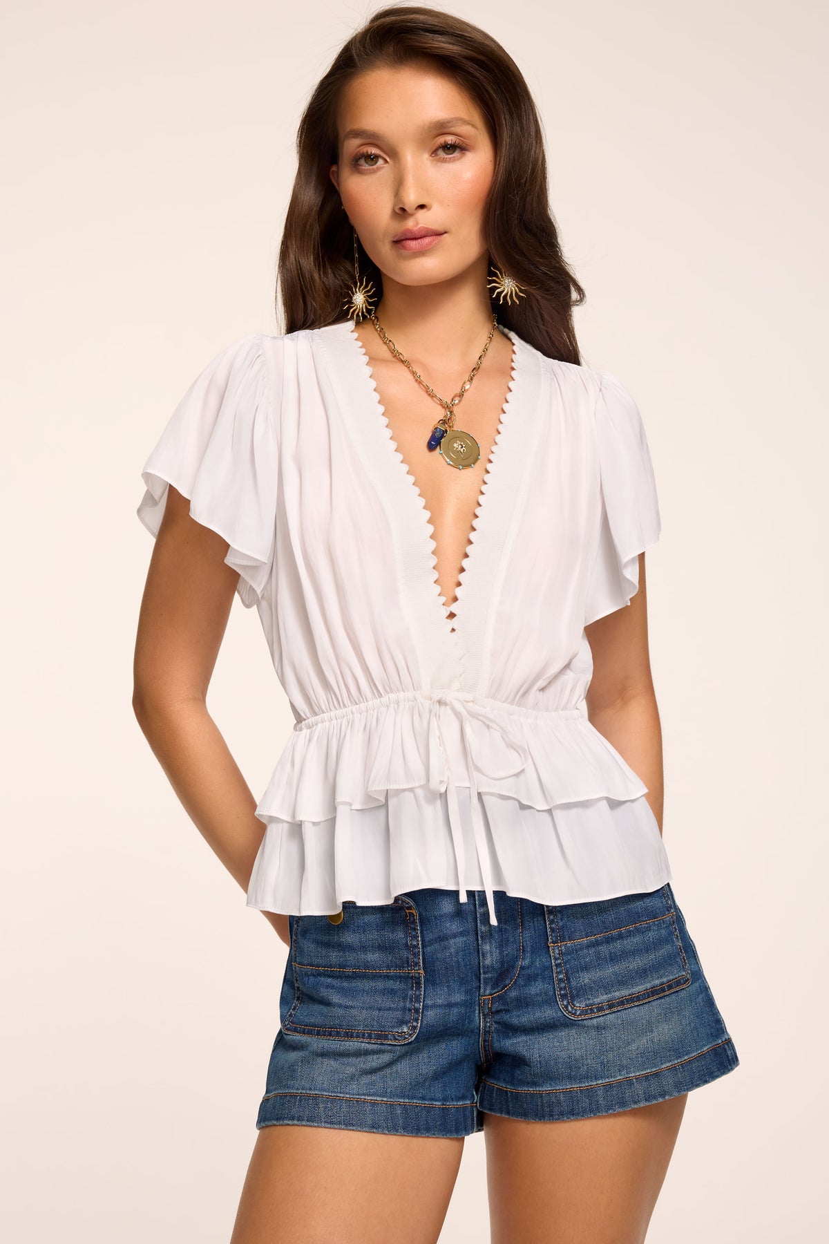 Emberly Embellished Short Sleeve Top view 1