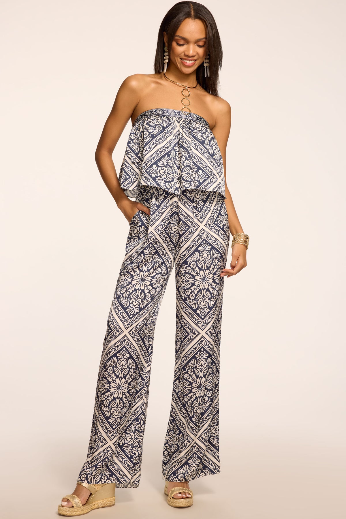 Thadia Printed Strapless Jumpsuit view 1