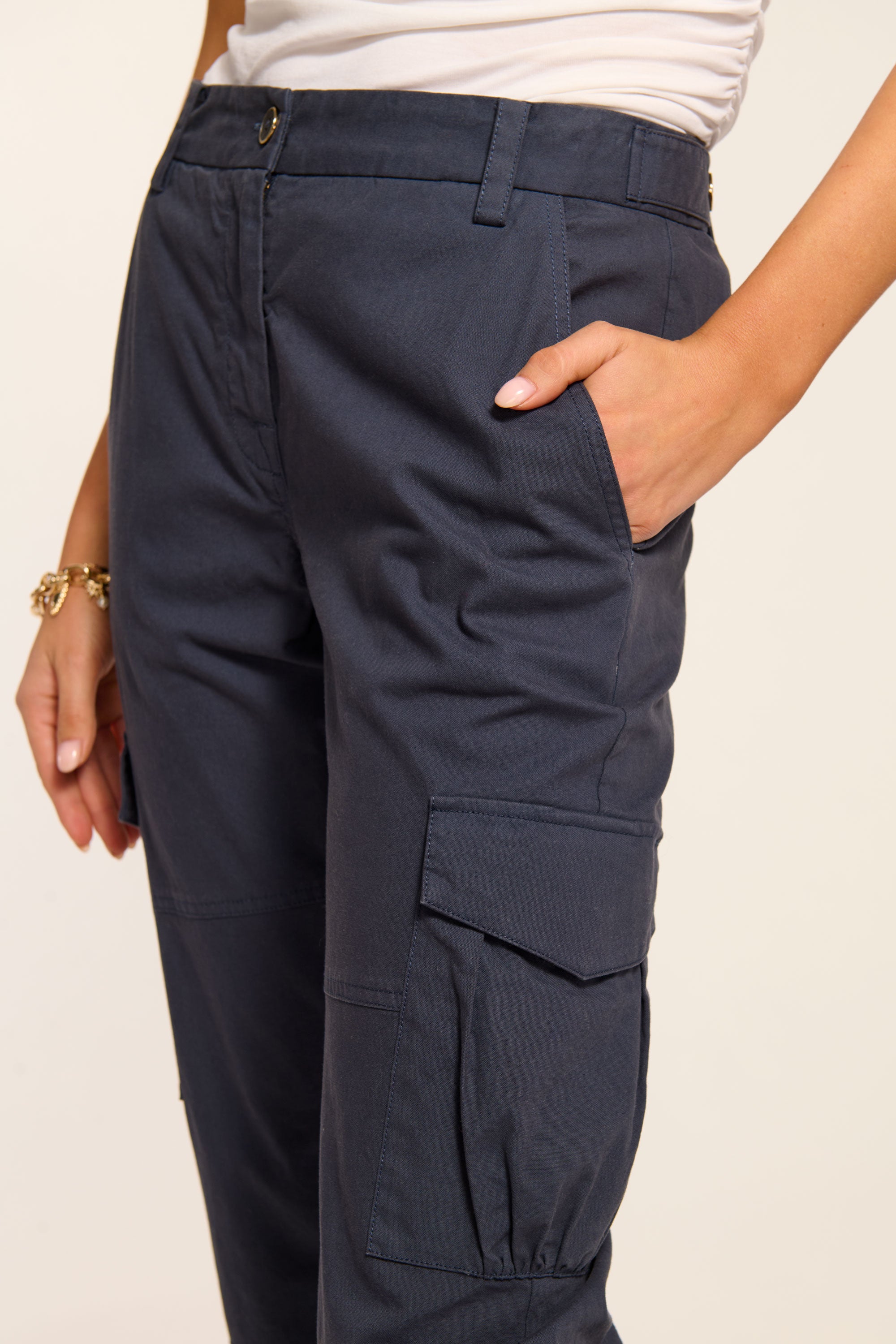 Isabelle Canvas Ankle Length Pant in navy | Ramy Brook