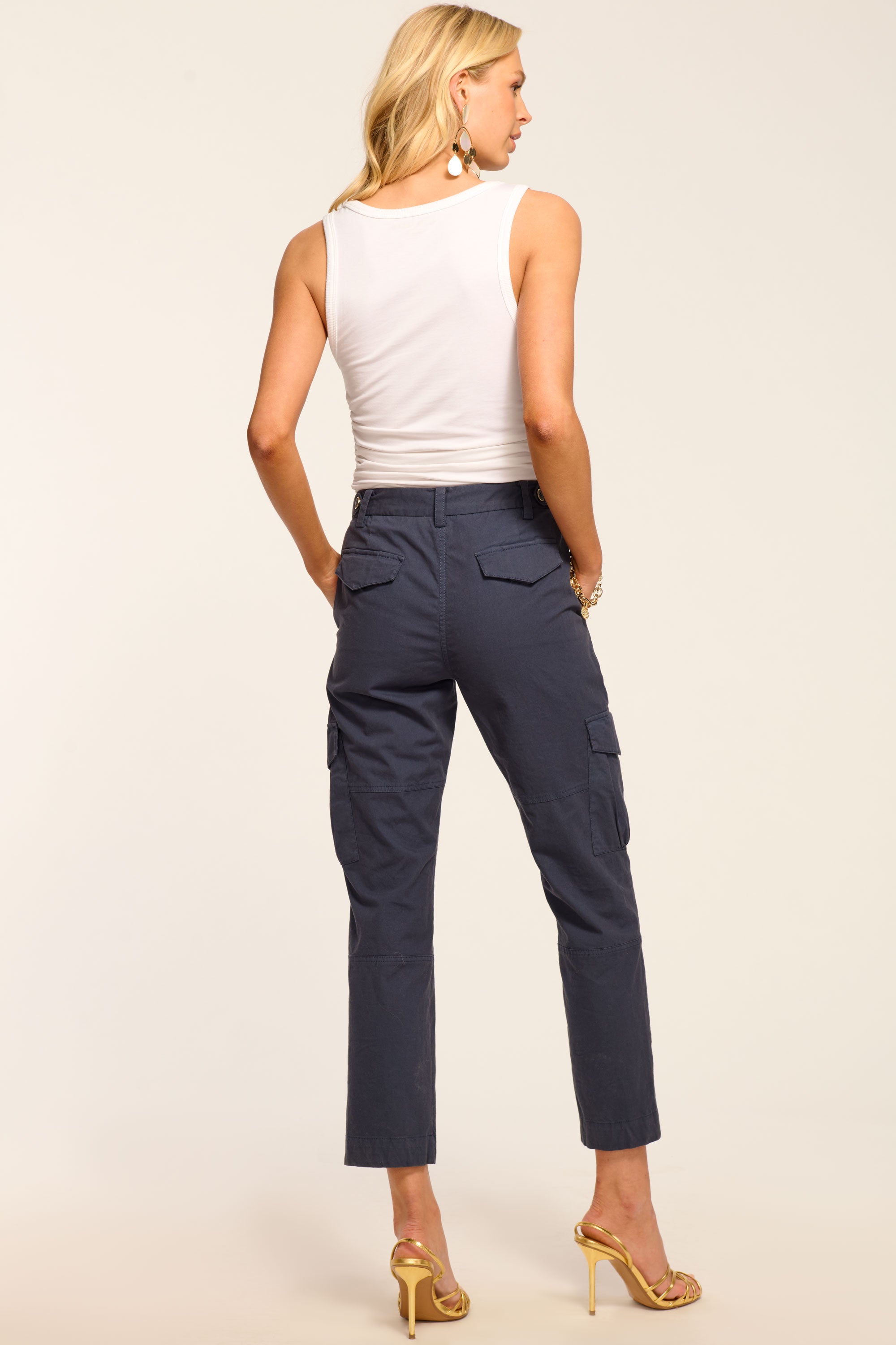 Isabelle Canvas Ankle Length Pant in navy | Ramy Brook