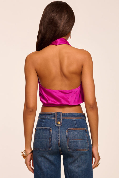 Libbie Silk Cowl Neck Halter Top view 3