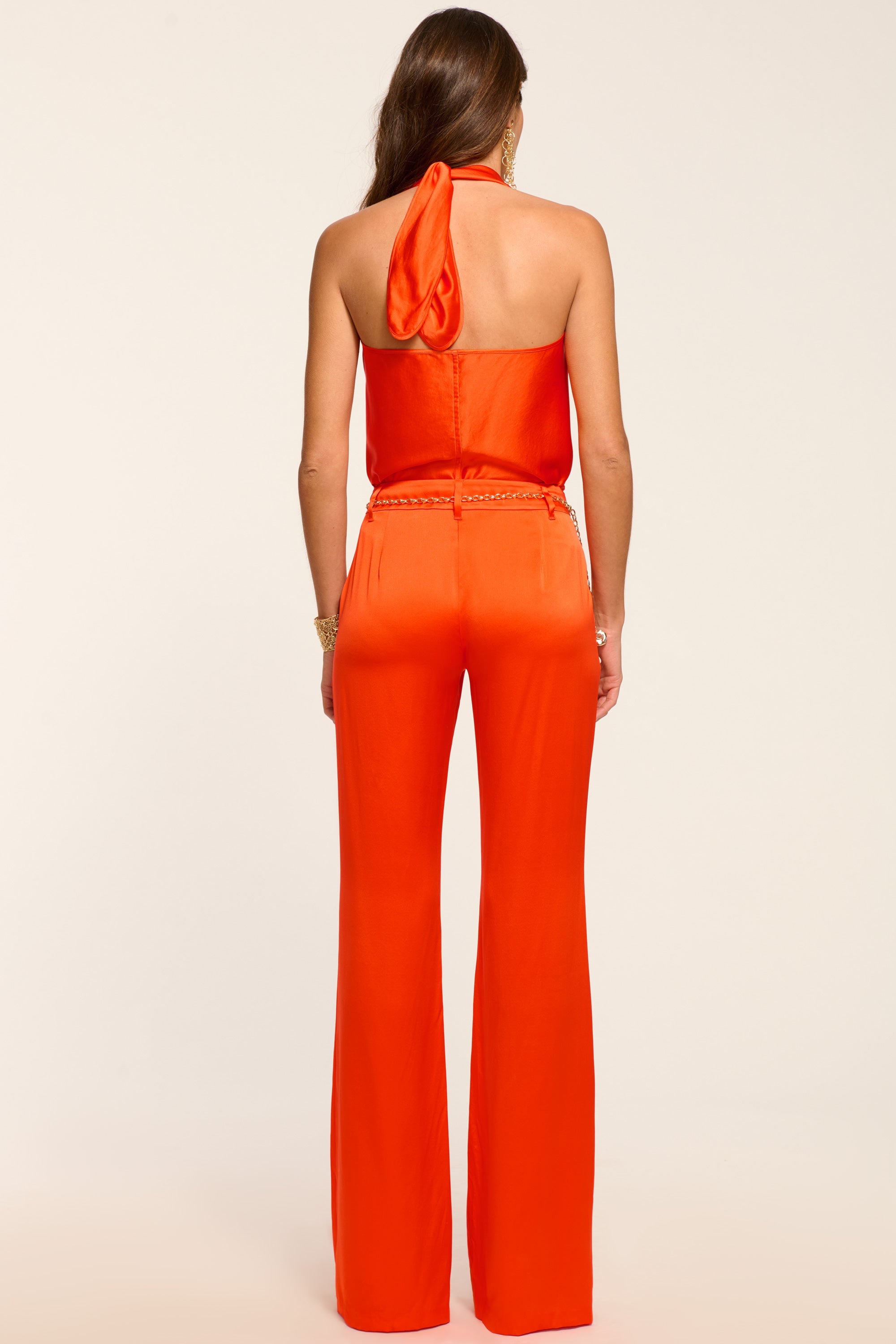 Ramy Brook Vivienne Silk Flare Pant in Sunset Orange