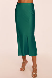 Krisia Silk Slip Midi Skirt | EMERALD GREEN
