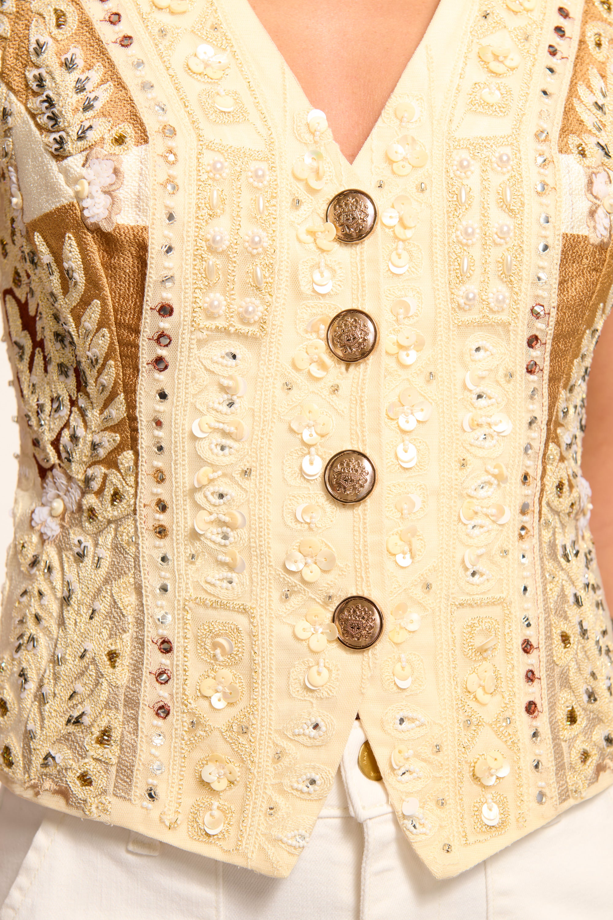 Logen Beaded Vest in coffee combo | Ramy Brook