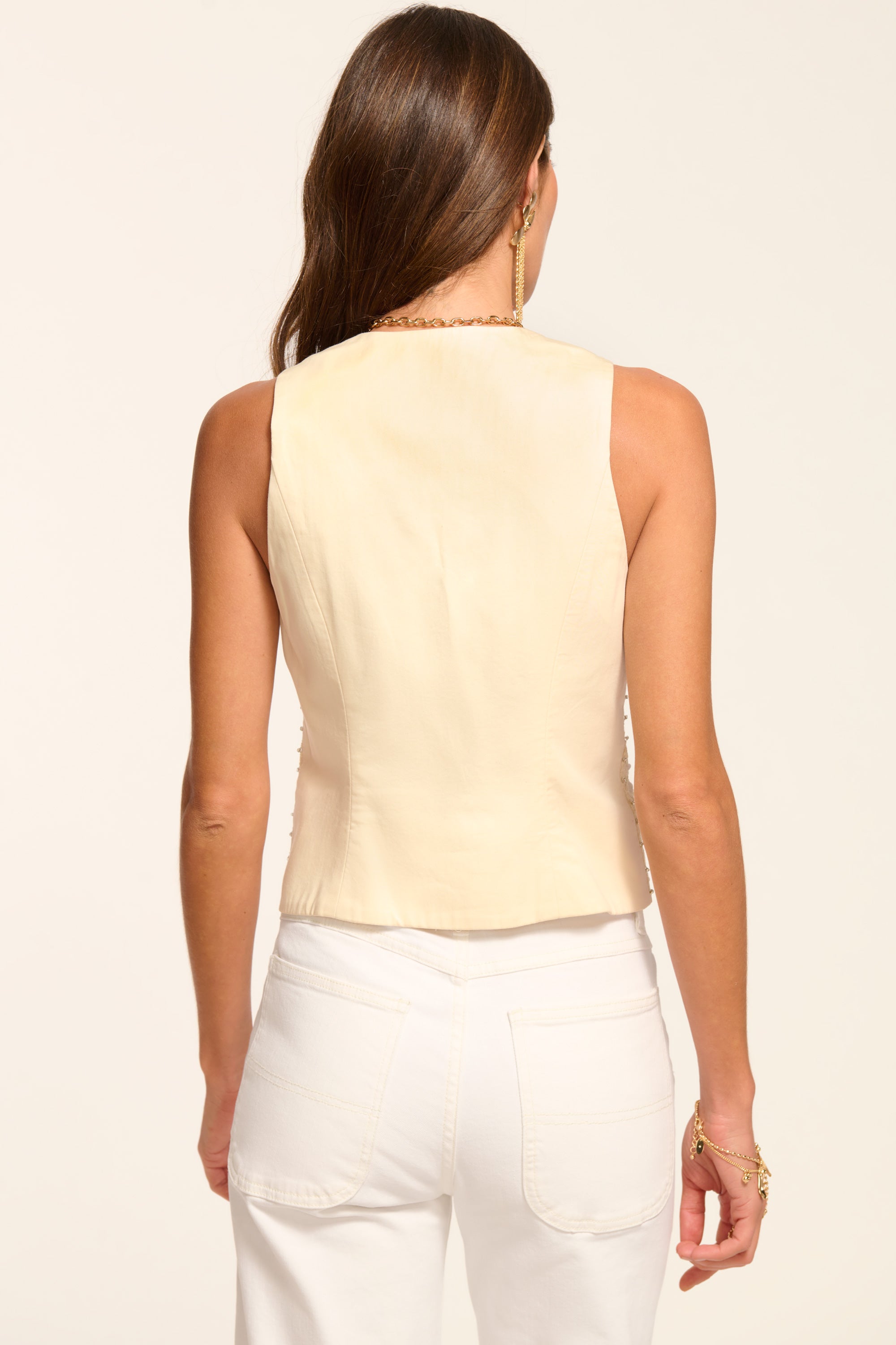 Logen Beaded Vest in coffee combo | Ramy Brook
