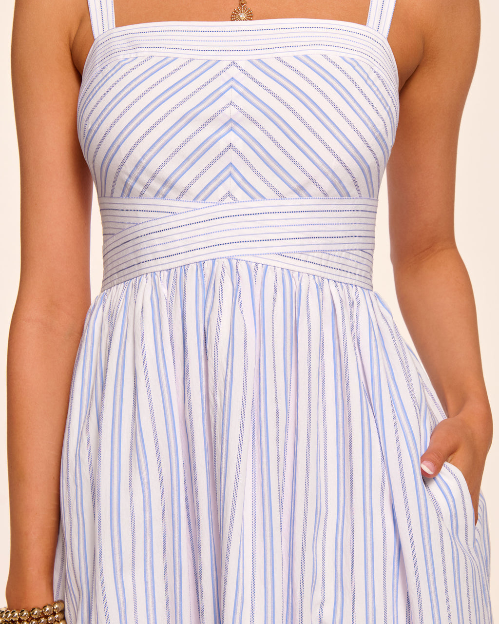 Ramy Brook Nadia Printed Midi Dress in Blue Stripe
