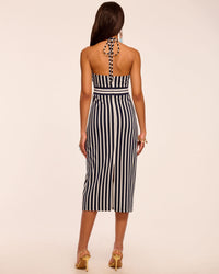 stevie midi dress Ramy Brook Stevie Textured Stripe Midi Dress in Navy Stripe