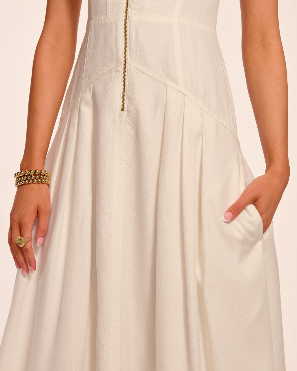 Moira Zip Front Midi Dress in ivory | Ramy Brook Moira Zip Front Midi Dress in ivory | Ramy Brook