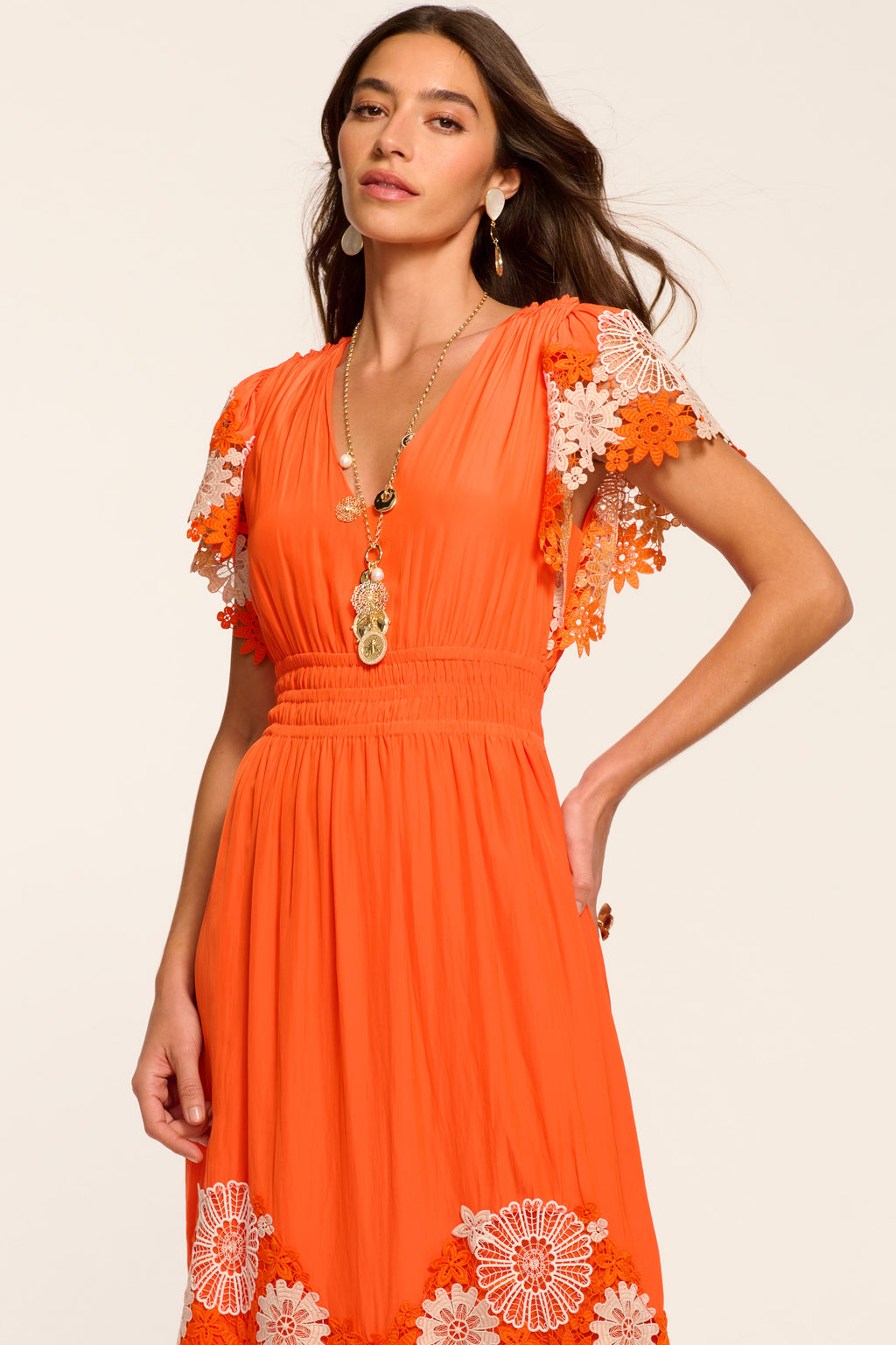 Ramy Brook Georgie Embroidered Maxi Dress in Sunset Orange - M Ramy Brook Georgie Embroidered Maxi Dress in Sunset Orange - M