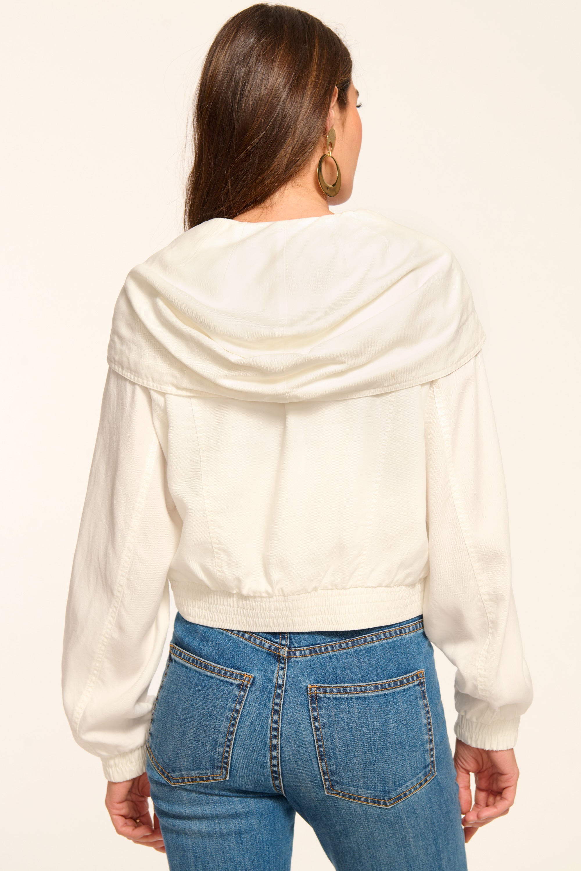Juliana Cropped Hoodie Jacket in ivory | Ramy Brook