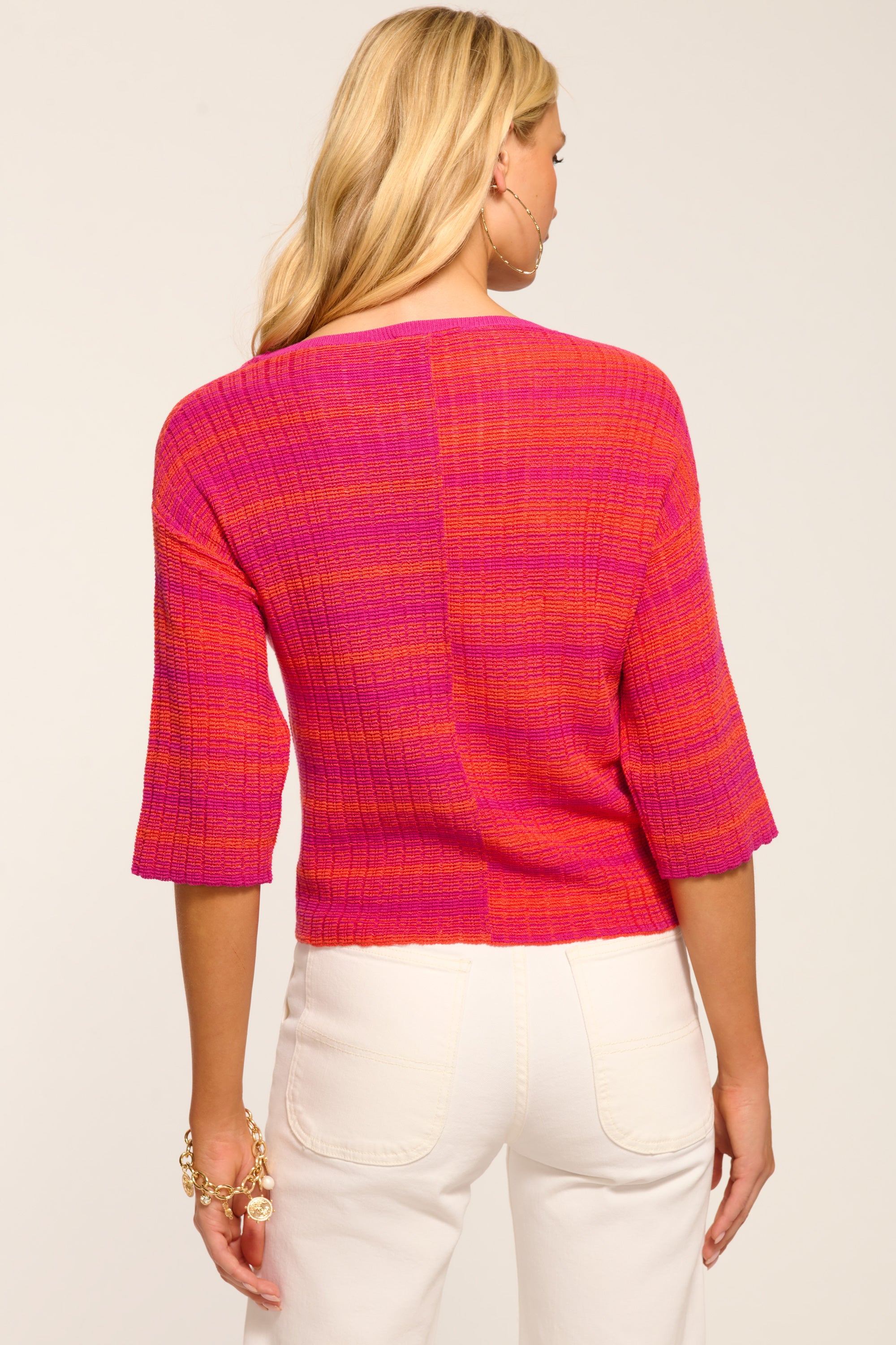 Luca Textured Knit Short Sleeve Top in fiesta stripe | Ramy Brook