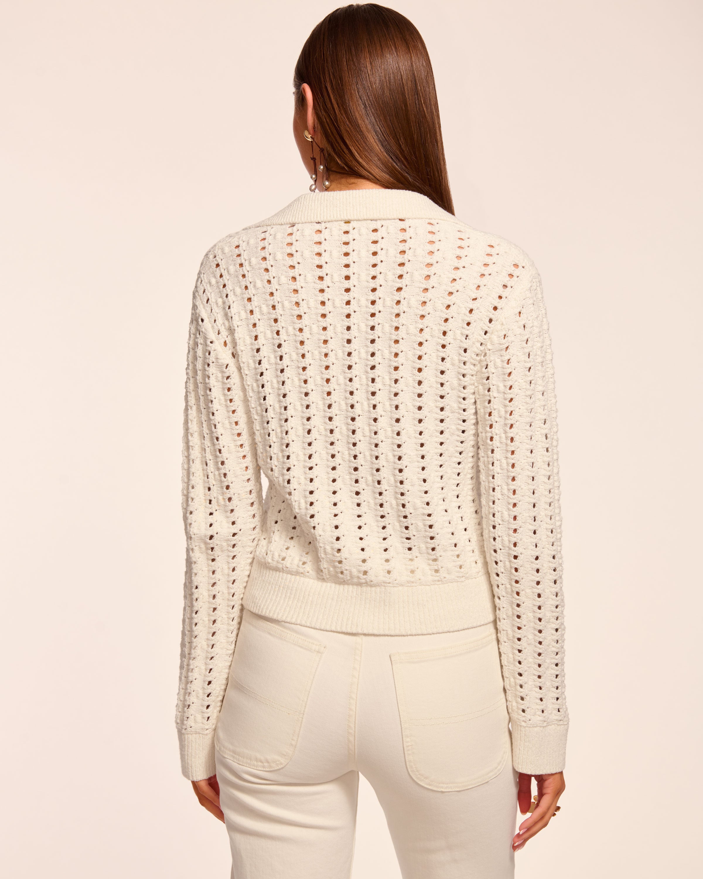 Nadia Bauble Knit Cardigan in ivory | Ramy Brook