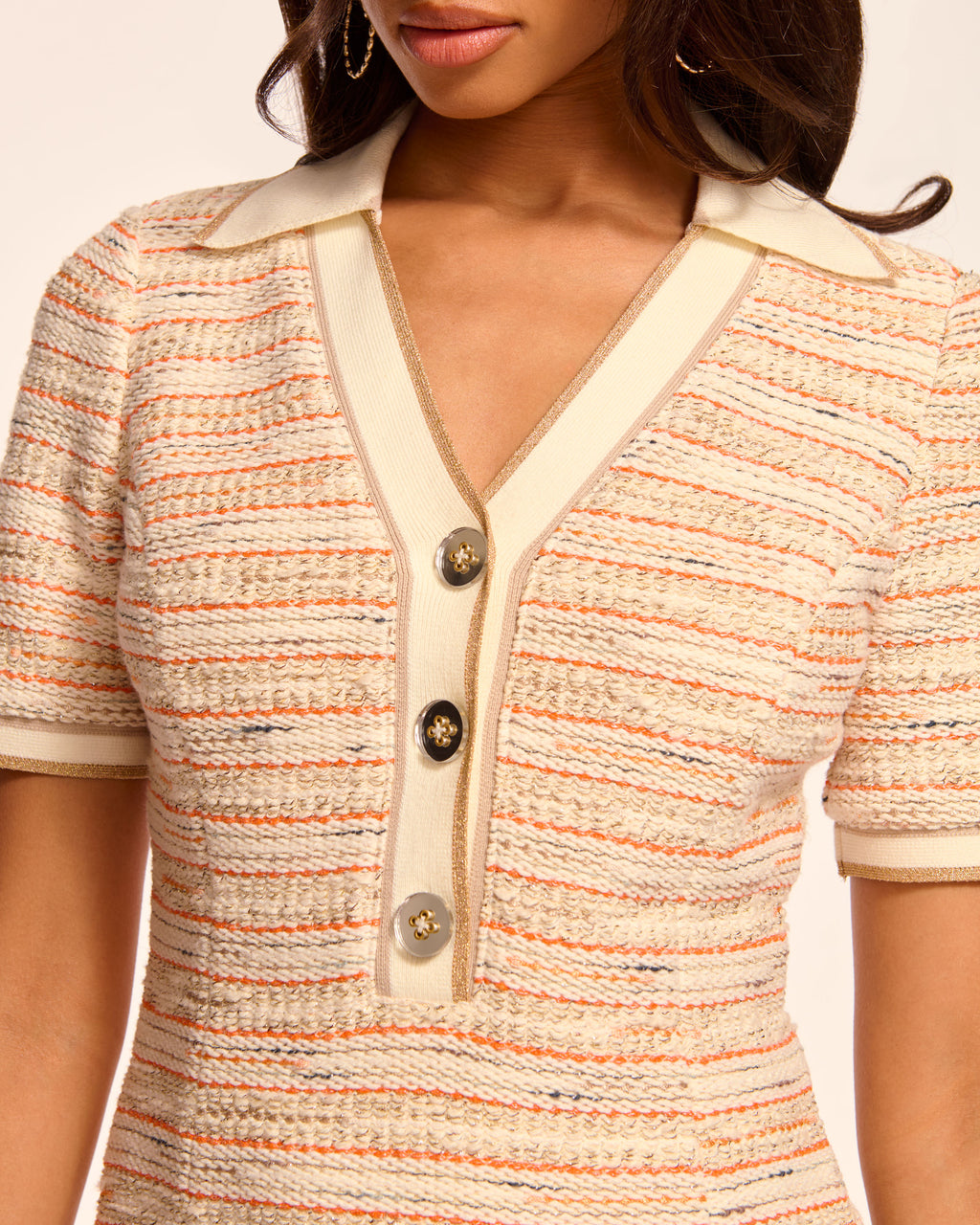blythe mini dress Ramy Brook Blythe Tweed Collared Mini Dress in Orange Tweed