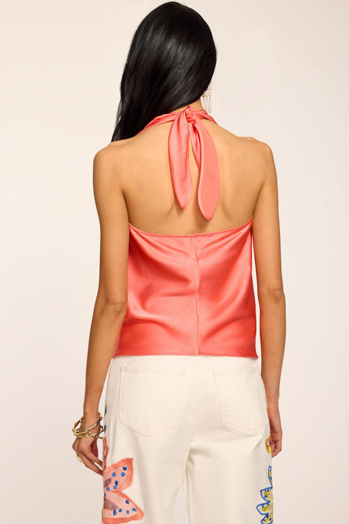 Harriet Silk Halter Tank Top view 3