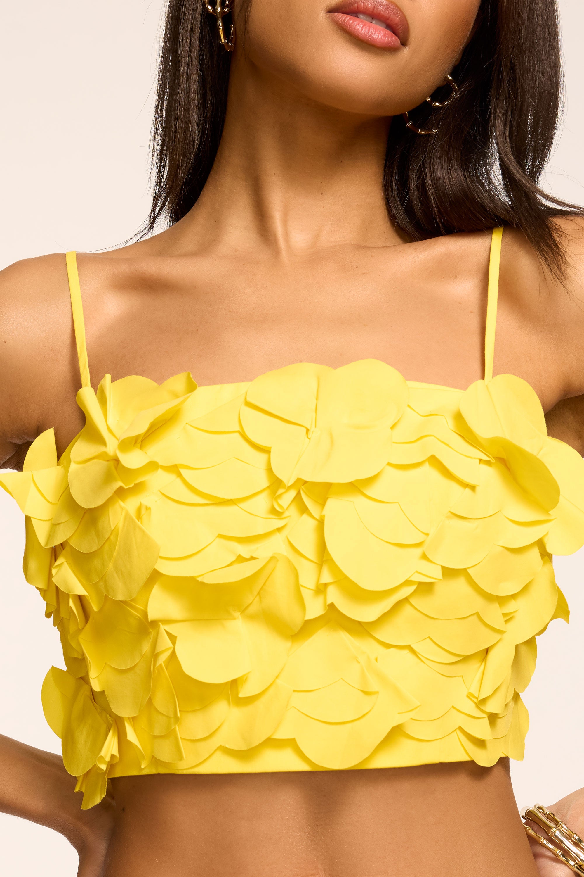 Everly Embellished Cotton Cropped Top in sunshine | Ramy Brook