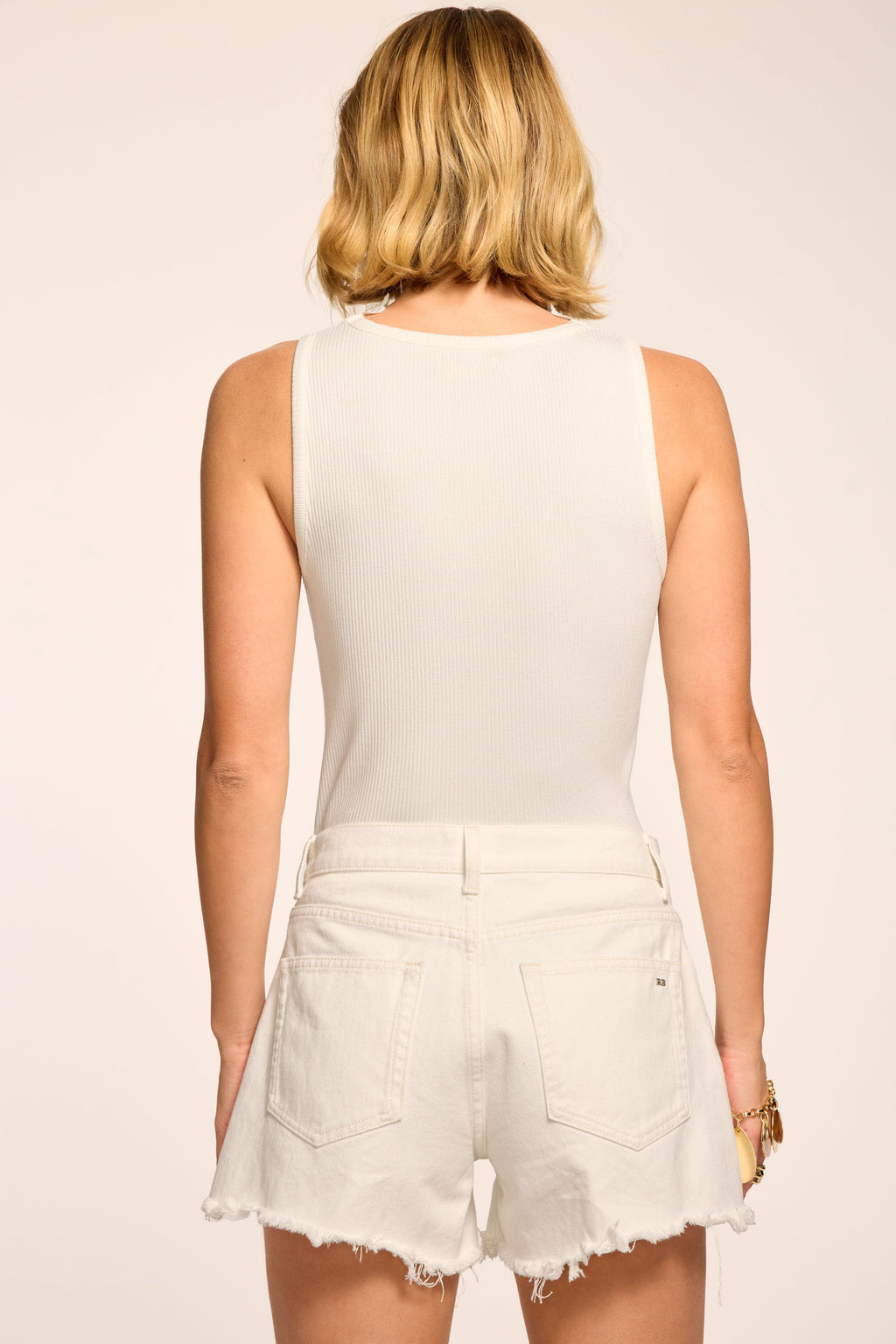 Remi Embroidered V-Neck Tank Top in ivory | Ramy Brook
